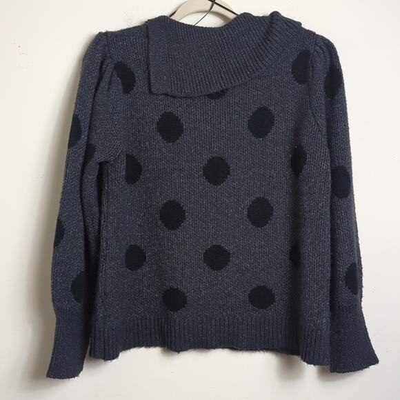 Gray and Black Polka Pullover Sweater Balloon Sleeves Women's XL - Picture 8 of 9